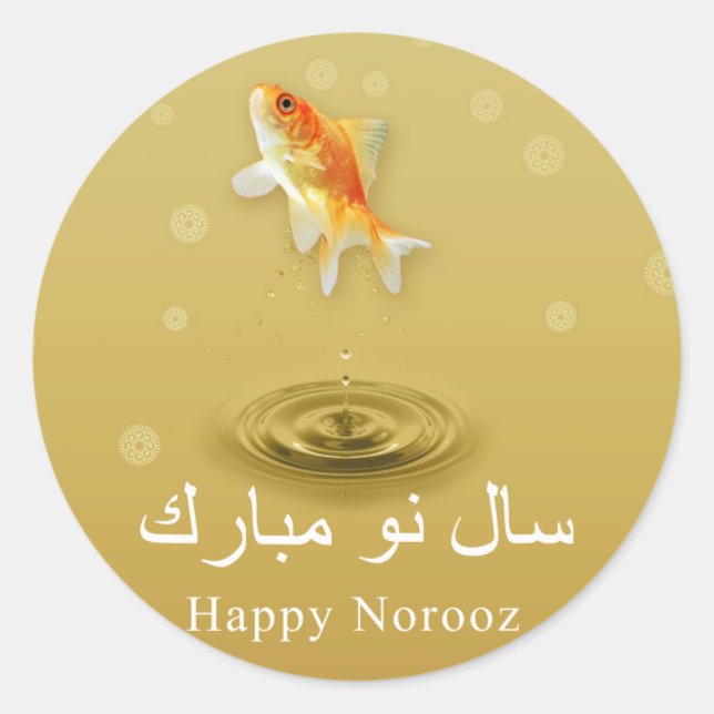 Happy Norooz Fish - Persian New Year Sticker (Front)