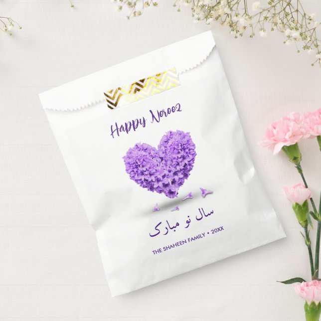Happy Norooz Lovely Purple Hyacinth Heart Bouquet Favour Bags (Sealed)