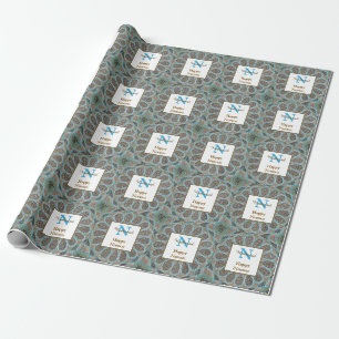 Happy Norooz Persian New Year Monogram Initial Wrapping Paper