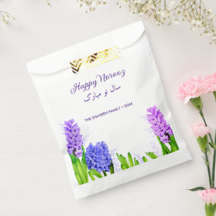 Happy Norooz Purple Blue Pink Hyacinth Flowers Favour Bags
