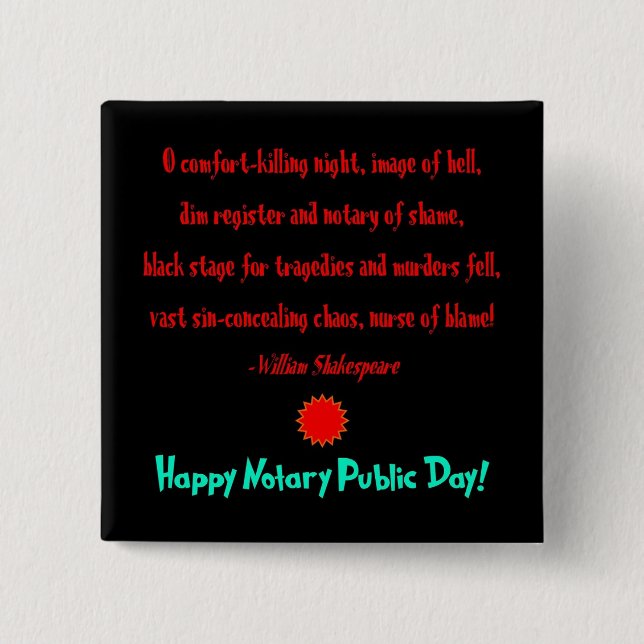 Happy Notary Public Day 15 Cm Square Badge (Front)