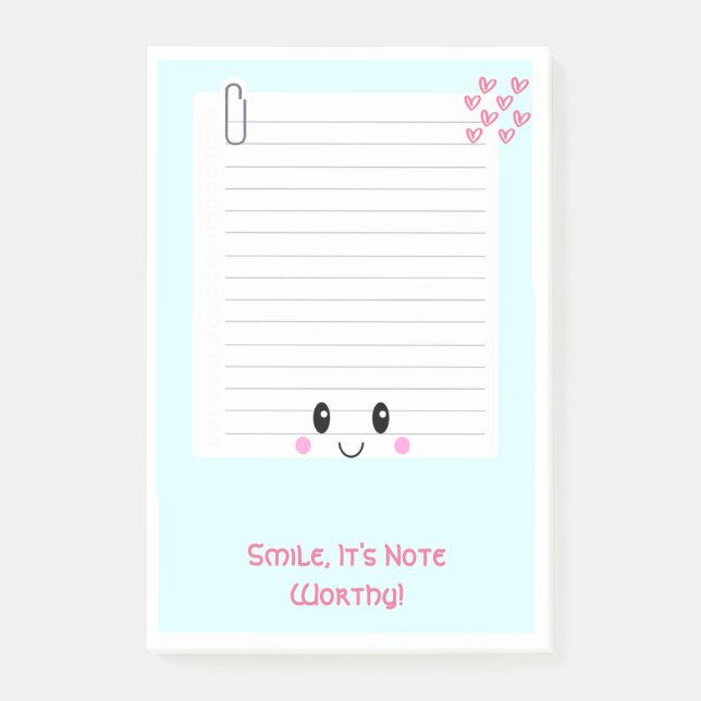 Happy Notes Blue: Kawaii Sticky Post It-Notes (Front)
