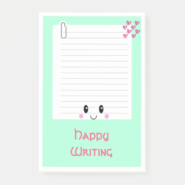 Happy Notes Green: Kawaii Post -It Notes (Front)