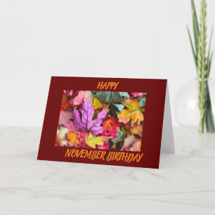 HAPPY "NOVEMBER BIRTHDAY" BEAUTUFL AUTUMN BIRTHDAY HOLIDAY CARD