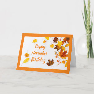 HAPPY "NOVEMBER BIRTHDAY" BEAUTUFL AUTUMN HOLIDAY CARD
