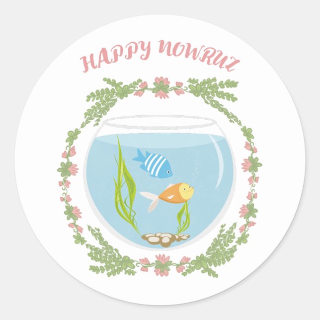 Happy Nowruz Classic Round Sticker (Front)