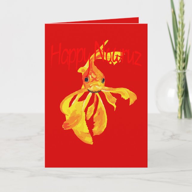 Happy Nowruz Fantail Goldfish Card (Front)