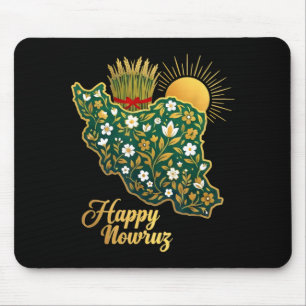 Happy Nowruz Persian New Year Iran Map Floral Mouse Pad
