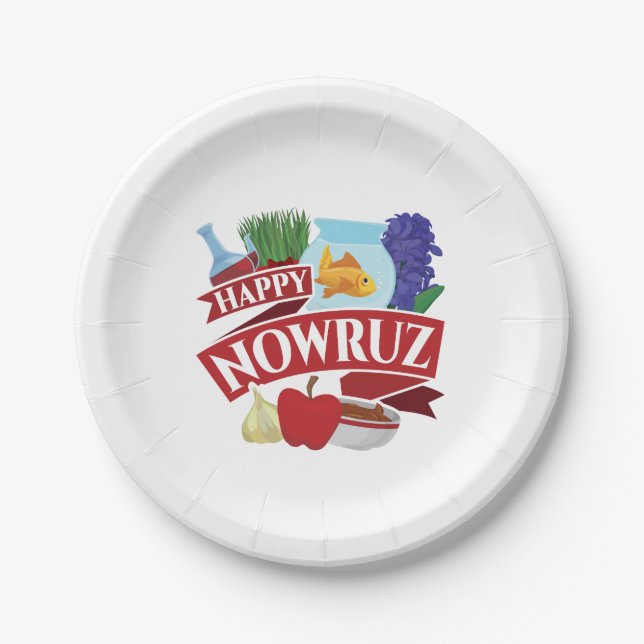 Happy Nowruz Persian New Year Paper Plate (Front)