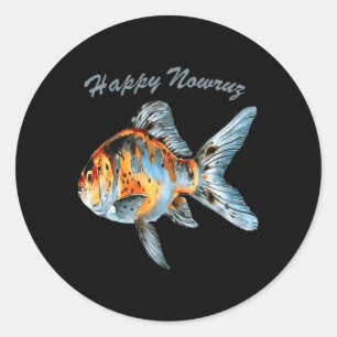 Happy Nowruz Shubunkin Goldfish Persian New Year P Classic Round Sticker