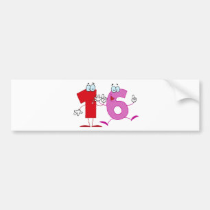 Happy Number 16 Bumper Sticker