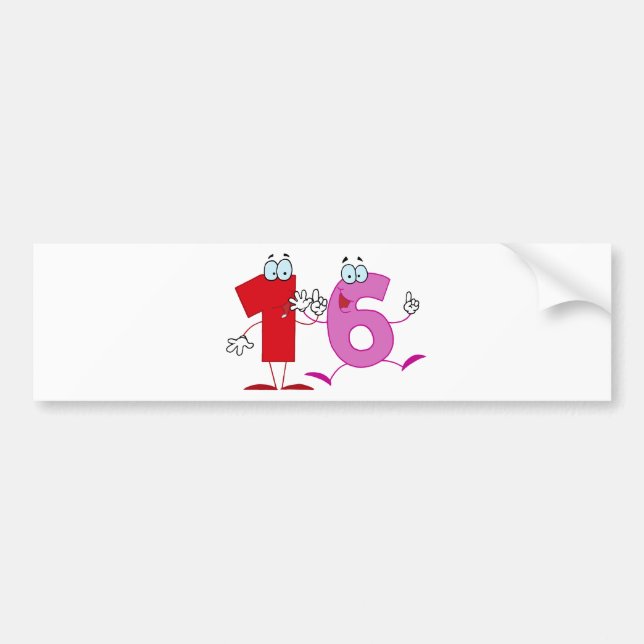 Happy Number 16 Bumper Sticker (Front)