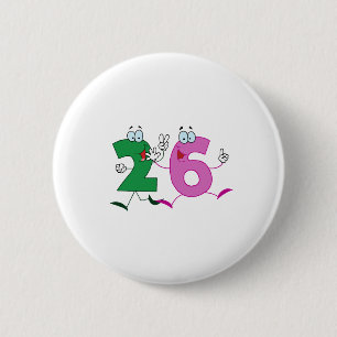 Happy Number 26 6 Cm Round Badge