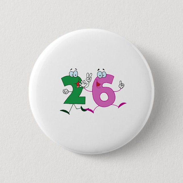 Happy Number 26 6 Cm Round Badge (Front)