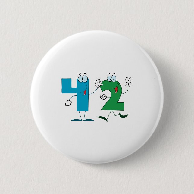 Happy Number 42 6 Cm Round Badge (Front)