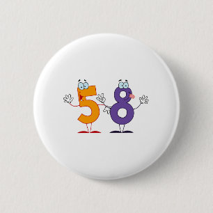 Happy Number 58 6 Cm Round Badge