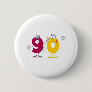 Happy Number 90 6 Cm Round Badge