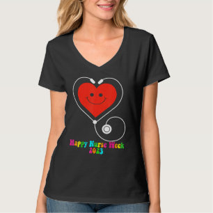 Happy Nurse Week 2023 Smiling Heart Groovy Style 1 T-Shirt