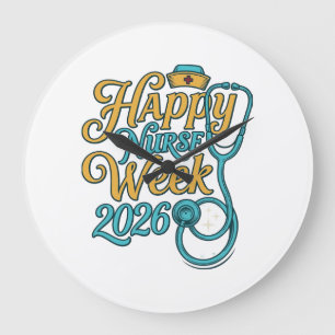 Happy Nurse Week 2026 Stethoscope Shirt Design_1 Large Clock