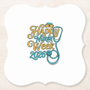 Happy Nurse Week 2026 Stethoscope Shirt Design_1 Paper Coaster