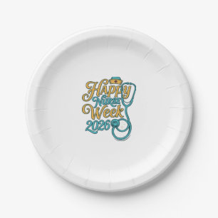Happy Nurse Week 2026 Stethoscope Shirt Design_1 Paper Plate