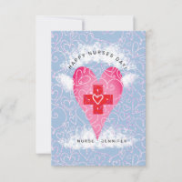 Happy Nurses Day Blue Pink Heart Personalised