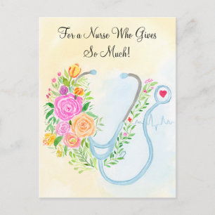 Happy Nurses Day Floral Stethoscope Appreciation Postcard