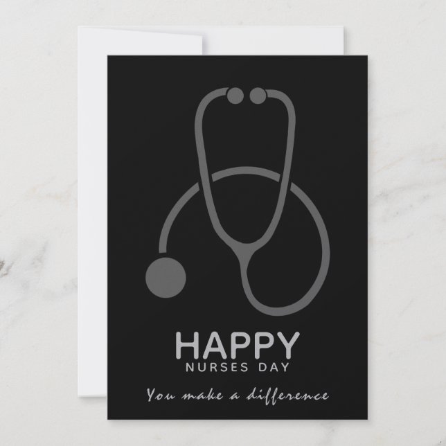Happy Nurses Day Grey Stethoscope Illustration Invitation (Front)