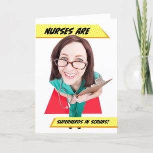 Happy Nurses Day Nurses Are Superheros in Scrubs Holiday Card