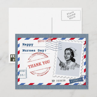 Happy Nurses Day. Retro Nurse Postcard