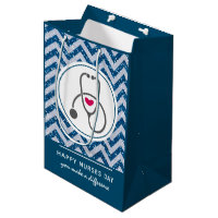 Happy Nurses Day Stethoscope on Blue Chevron