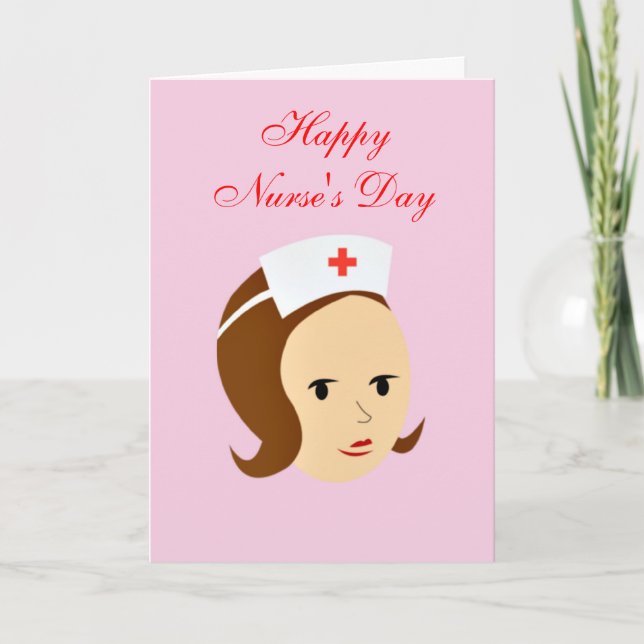 Happy Nurse's Day with nurse wearing nurse 's hat Thank You Card (Front)