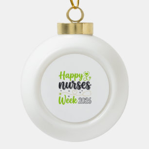 Happy Nurses Week 2026 Stethoscope Nurse Design_1 Ceramic Ball Christmas Ornament