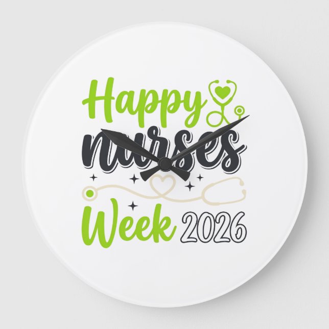 Happy Nurses Week 2026 Stethoscope Nurse Design_1 Large Clock (Front)