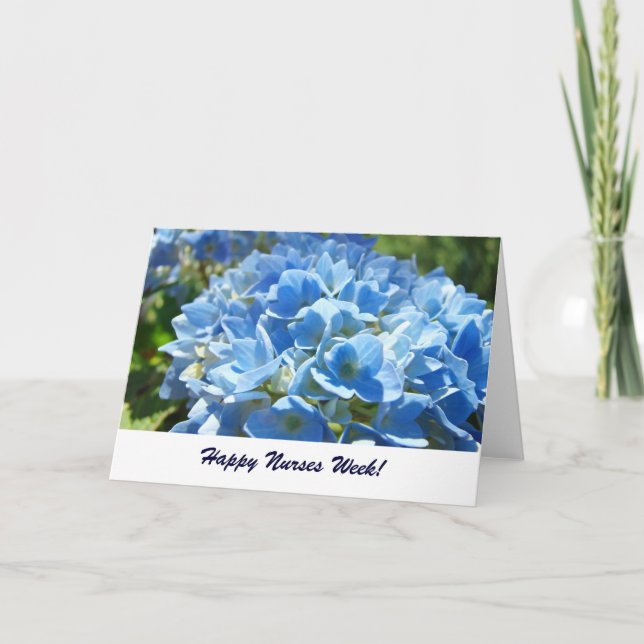 Happy Nurses Week! cards Blue Hydrangea Flowers (Front)