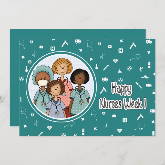 Happy Nurses Week. Group of Nurses Card (Front/Back)