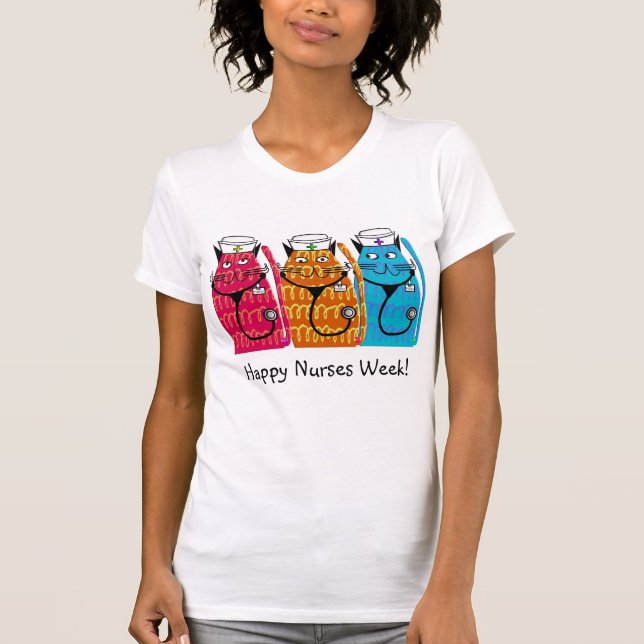 Happy Nurses Week Nurse Cats T-Shirt (Front)