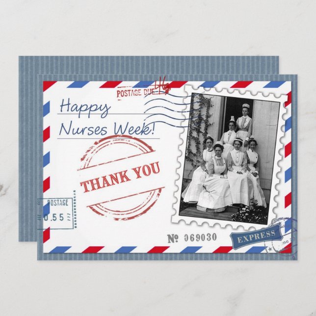 Happy Nurses Week. Vintage Nurses Flat Card (Front/Back)