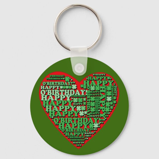 Happy O'Birthday St Patricks Day Birthday Tshirt Key Ring (Front)