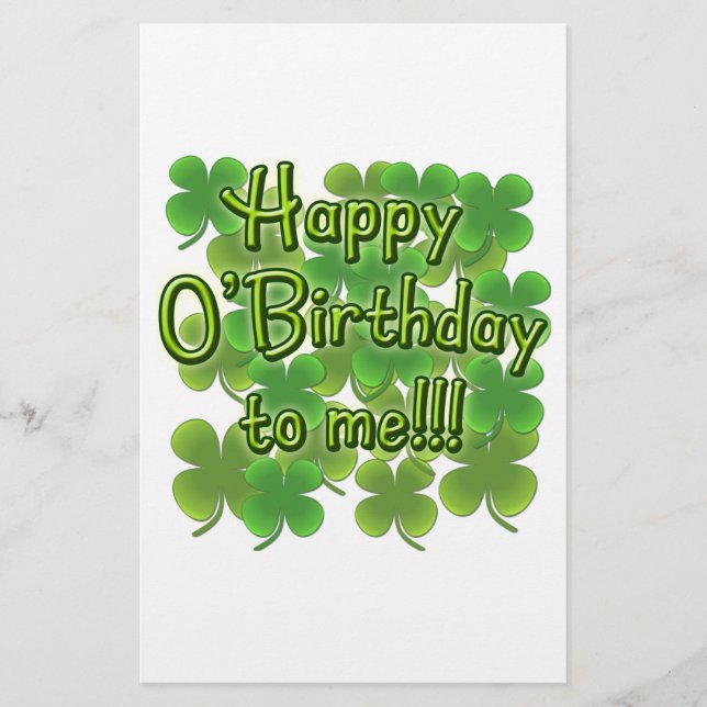 Happy O'Birthday to Me with Shamrocks (Front)