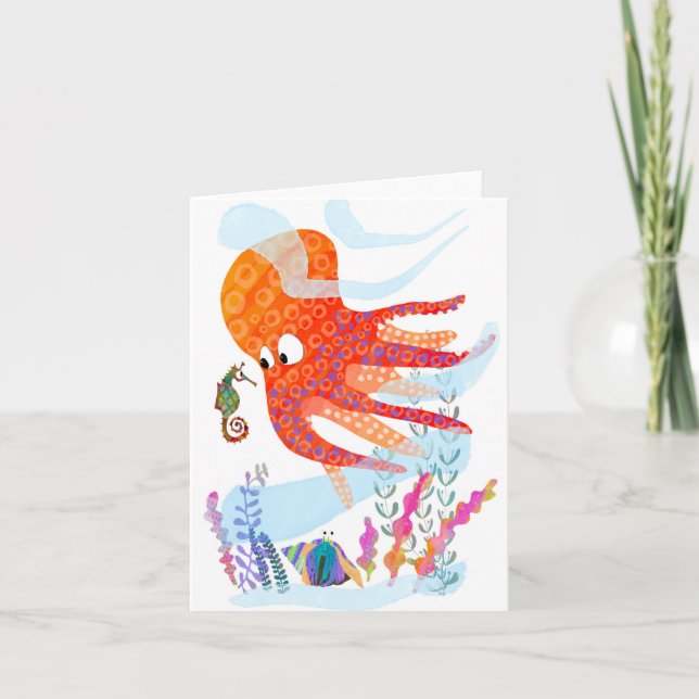 Happy Ocean Friends BLANK Greeting Card (Front)