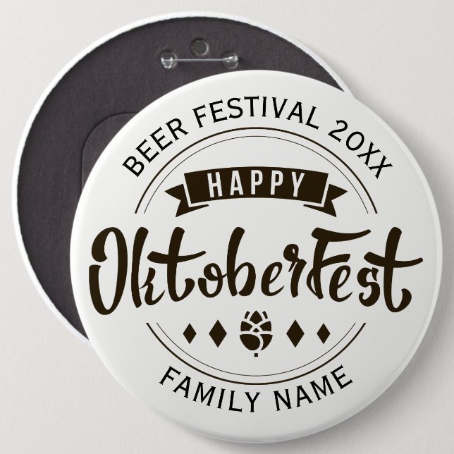 Happy Octoberfest Modern Typography Template 4 6 Cm Round Badge (Front & Back)