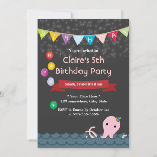 Happy Octopus Starry Night Birthday Invitations