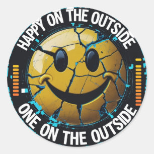 Happy on the Outside Emoji Sticker   Fun & Relatab