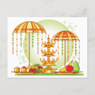 Happy Onam Umbrellas Invitation Postcard