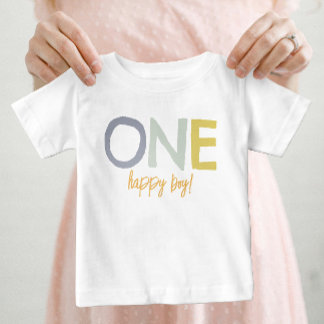 Happy One Birthday boy Modern Colorful T-Shirt