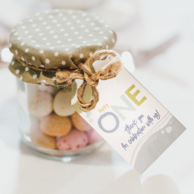 Happy One First Birthday boy Gift Tag (Creator Uploaded)