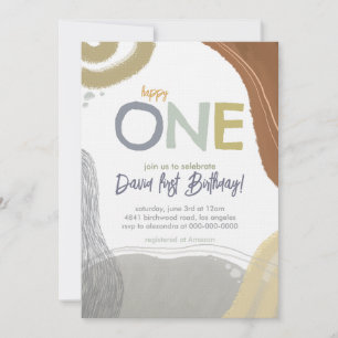 Happy One First Birthday boy Invitation