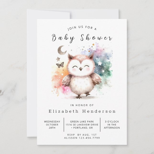 Happy Online Owl Baby Shower Invitation (Front)