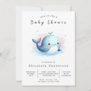 Happy Online Whale Baby Shower Invitation